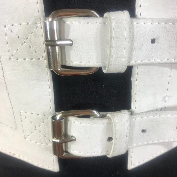 Artisan Corset Belt in White Suede Leather - Handmade in 